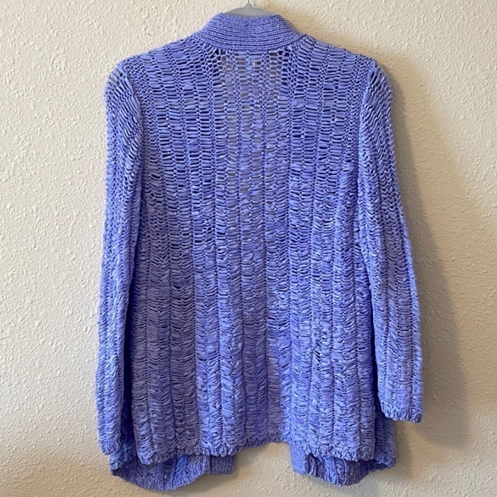 CHICO’S Purple Open Front Chunky Knit Cardigan Sz. 1/ MD. - Picture 4 of 12